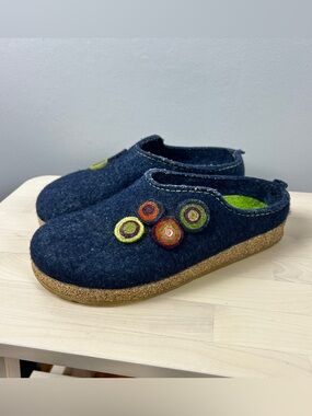 HAFLINGER Felted Wool Slippers Women's 7/38 Cork Slip On Cozy Cabin Comfort